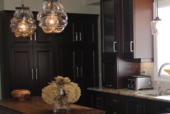 Kitchen with dark wood and island