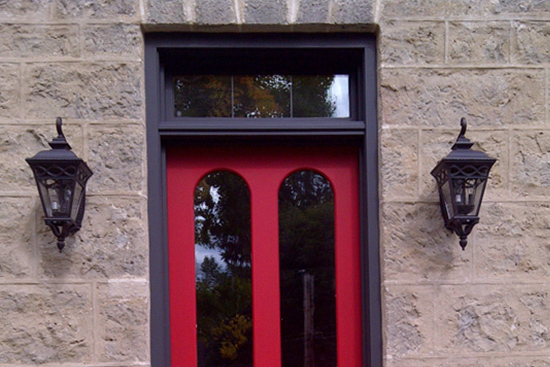 Replacement custom door with transom upper window